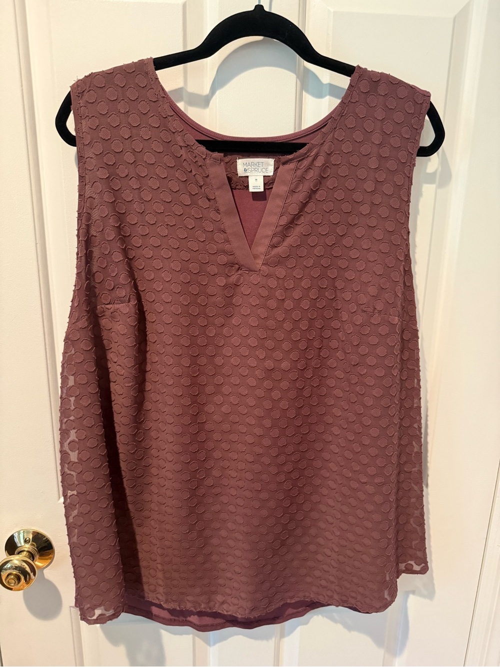 Market & Spruce Mauve Sleeveless Textured Dot Sleeveless Blouse 2X